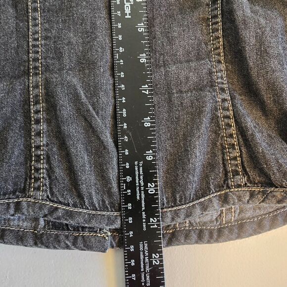 Eddie Bauer Jean Jacket Women's Small Shirt Military Style Charcoal Wash Gray - Picture 7 of 11